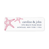 Roze en marineStarfish Return Address Etiket (Voorkant)