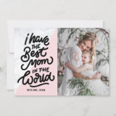 Roze en marmer Best Mam Hand Lettering Moederdag Kaart (Voorkant)