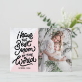 Roze en marmer Best Mam Hand Lettering Moederdag Kaart (Staand voorkant)