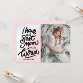 Roze en marmer Best Mam Hand Lettering Moederdag Kaart (Voorkant / Achterkant in situ)
