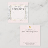 Roze en marmer Gold oorringen, verpakking Vierkante Visitekaartje (Voorkant / Achterkant)