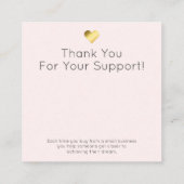 Roze en marmer Gold oorringen, verpakking Vierkante Visitekaartje (Achterkant)