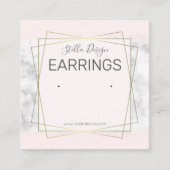 Roze en marmer Gold oorringen, verpakking Vierkante Visitekaartje (Voorkant)