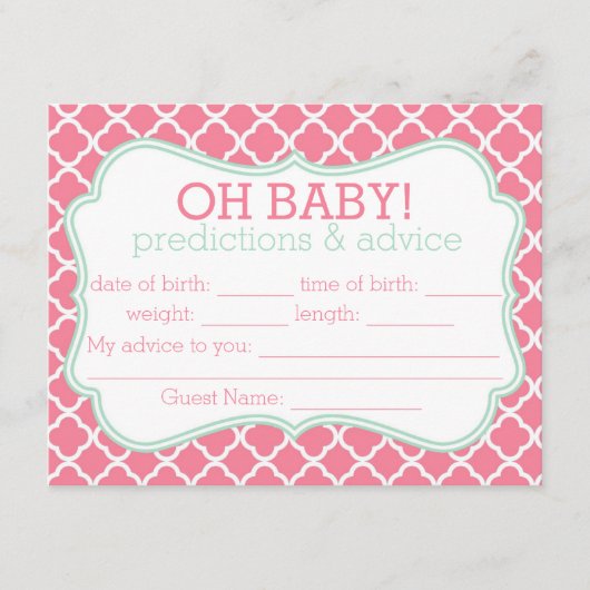 Roze en Marokkaanse voorspellingen en advies Kaart (Voorkant)