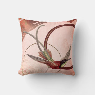 Roze en maroon Artistisch Hummingbird Design Kussen