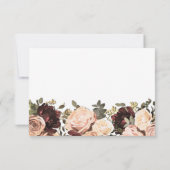 Roze en maroon Floral Greenery Leaves Wedding RSVP Kaart (Achterkant)