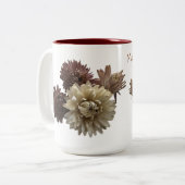 Roze en Maroon stro bloem custom bericht Tweekleurige Koffiemok (Voorkant links)