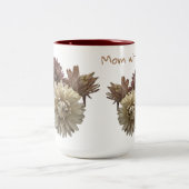 Roze en Maroon stro bloem custom bericht Tweekleurige Koffiemok (Center)