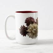Roze en Maroon stro bloem custom bericht Tweekleurige Koffiemok (Links)