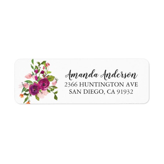 Roze en Marsala Bloemen Bruidsdouche Labels (Voorkant)