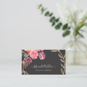 Roze en Marsala Floral Gold Foliage Event Planner Visitekaartje (Staand voorkant)