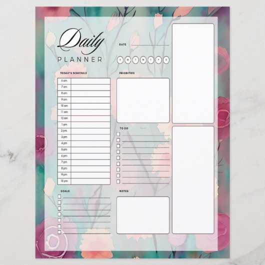 Roze en mauve bloemendagplanner (Voorkant)