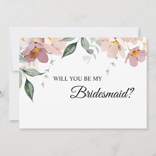 Roze en Mauve  Floral Bridesmaid Voorstel Kaart (Voorkant)