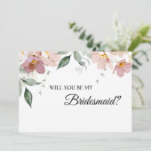 Roze en Mauve  Floral Bridesmaid Voorstel Kaart (Staand voorkant)