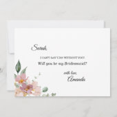 Roze en Mauve  Floral Bridesmaid Voorstel Kaart (Achterkant)