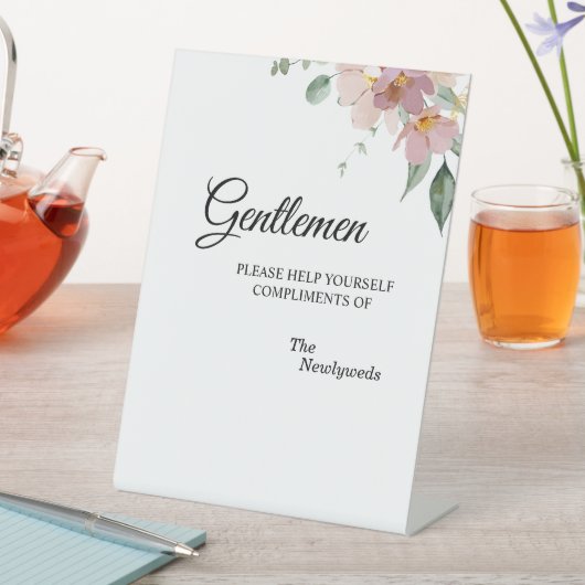 Roze en Mauve  Floral Gentlemen Bathroom Reclamebord Met Voetstuk (Insitu)