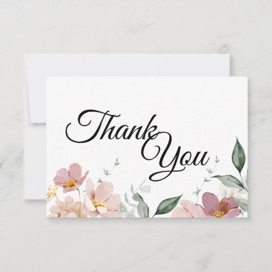Roze en Mauve Floral Hartelijk dank Bedankkaart (Voorkant)