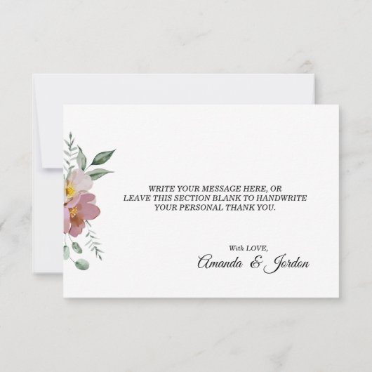 Roze en Mauve  Floral Hartelijk dank Bedankkaart (Achterkant)