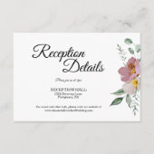 Roze en Mauve  Floral Reception Details Informatiekaartje (Voorkant)