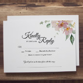 Roze en Mauve  Floral Reception Details Informatiekaartje