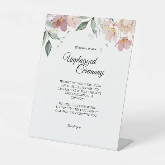 Roze en Mauve  Floral Unplugged Ceremonie Reclamebord Met Voetstuk (Voorkant)