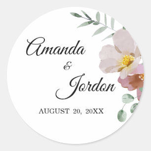 Roze en Mauve  Floral Wedding Stickers