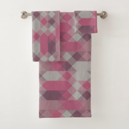 roze en mauve geometrisch bad handdoek