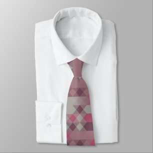roze en mauve geometrisch stropdas