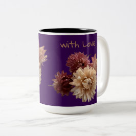 Roze en Mauve strobloem met liefde wit Tweekleurige Koffiemok