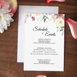 Roze en mauve vintage bloemen bruiloft planning informatiekaartje