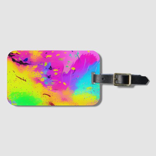 Roze en meer Abstracte spatverf Bagagelabel (Voorkant (horizontaal))