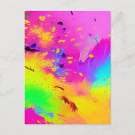 Roze en meer Abstracte spatverf Briefkaart