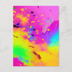 Roze en meer Abstracte spatverf Briefkaart