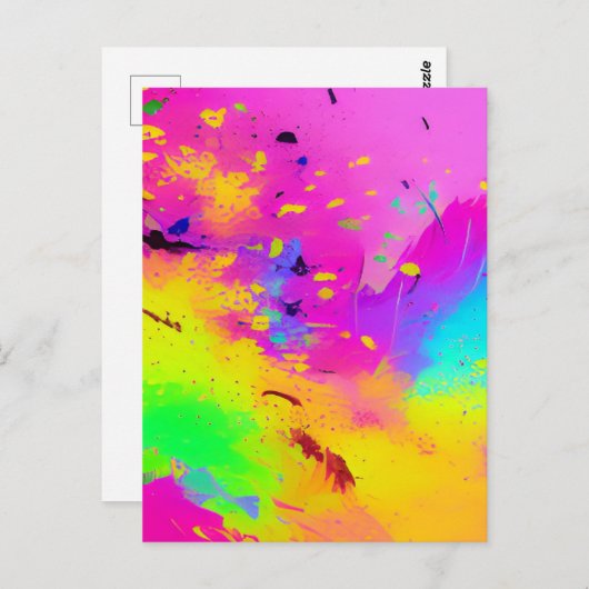 Roze en meer Abstracte spatverf Briefkaart (Voorkant / Achterkant)