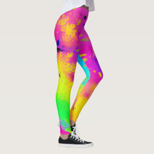 Roze en meer Abstracte spatverf Leggings