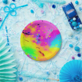 Roze en meer Abstracte spatverf Papieren Bordje (Feest)