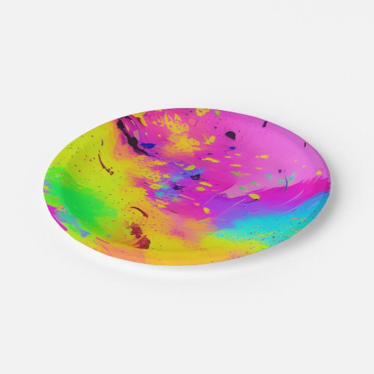 Roze en meer Abstracte spatverf Papieren Bordje (Gekanteld)