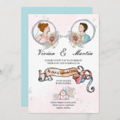 Roze en melkachtige wijze Mini Floral QR code brui Kaart (Voorkant / Achterkant)