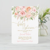 Roze en meloen floral baby shower meisje kaart (Staand voorkant)