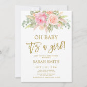 Roze en meloenen waterverf Baby shower Kaart (Voorkant)