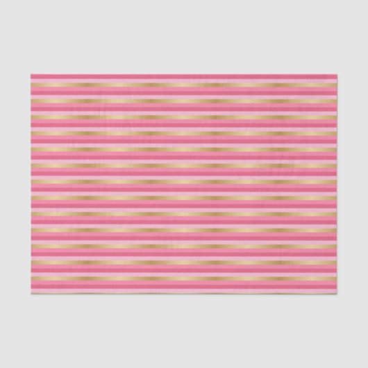 Roze en Metallic Gouden Strepen Tissuepapier (Voorkant)