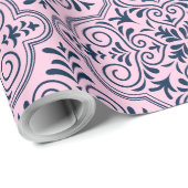 Roze en middernacht-blauw Marokkaans geometrisch p Cadeaupapier (Rol Hoek)