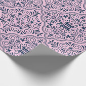 Roze en middernacht-blauw Marokkaans geometrisch p Cadeaupapier (Hoek)
