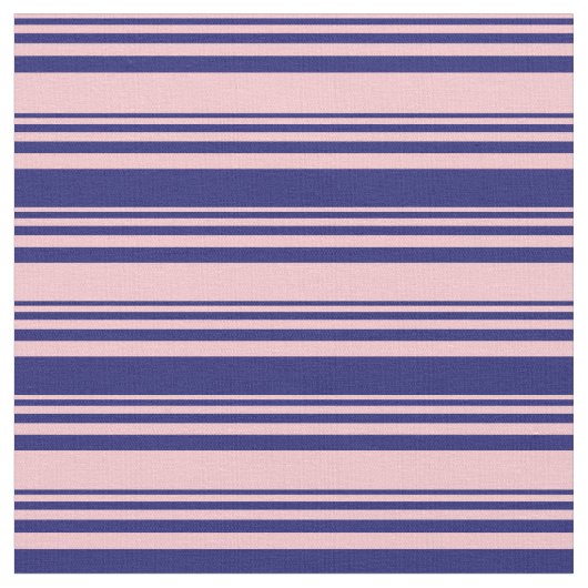 Roze en Midnight Blue Lined Pattern Stof (Close Up)