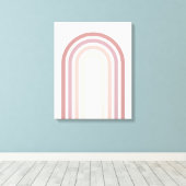 Roze en minimalistisch regenboogkunstcanvas canvas afdruk (Insitu (Houten vloer))