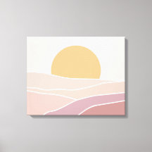 Roze en minimalistisch zonnewandkunstcanvas