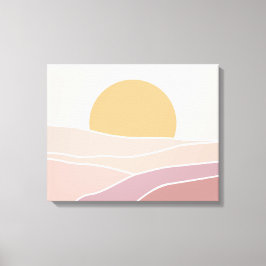 Roze en minimalistisch zonnewandkunstcanvas canvas afdruk