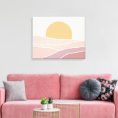 Roze en minimalistisch zonnewandkunstcanvas canvas afdruk (Insitu (Woonkamer))