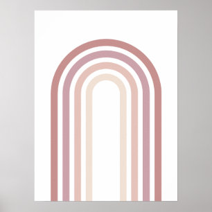 Roze en minimalistische regenboogwand Poster