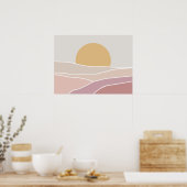 Roze en minimalistische zonnemuurkunst poster (Keuken)